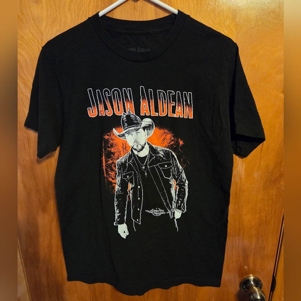 Jason Aldean 2022 Rock N' Roll Cowboy Tour T-Shirt Black Size M